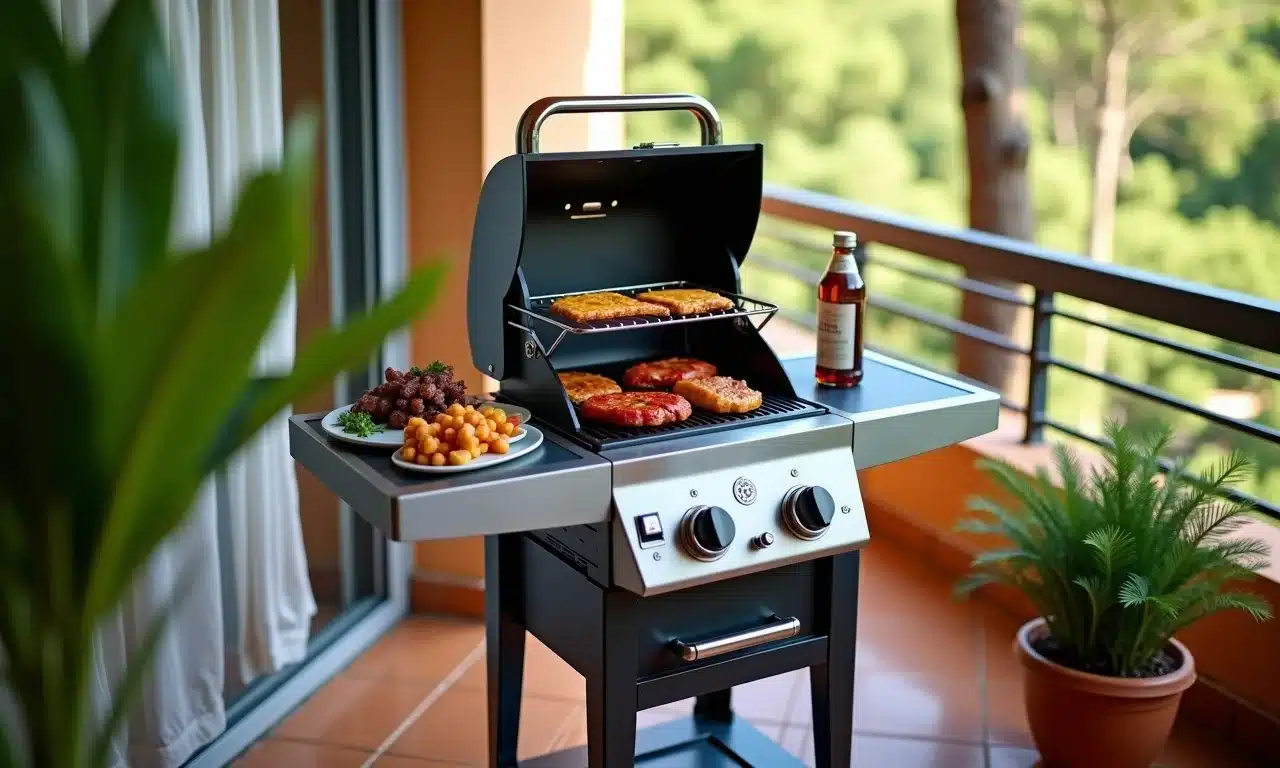 Churrasqueira compacta ideal para varandas gourmet pequenas em apartamentos.